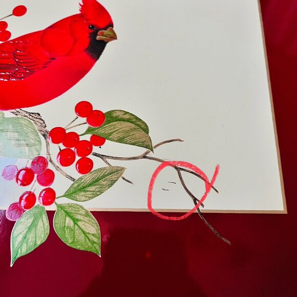 Vintage Otagiri Lacquerware Red Cardinal Berries Christmas Tray  w/Handles Japan - Picture 8 of 11